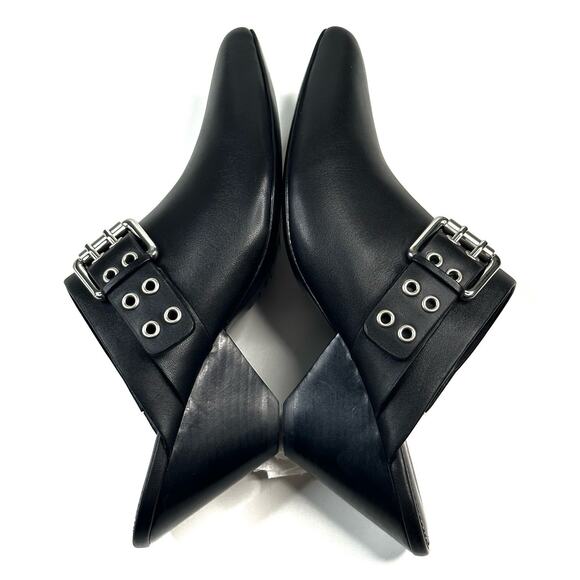 Rag & Bone Slip-On Spire Black Leather Grommet Mules Buckles Size 37 (US 7) New - Picture 5 of 9
